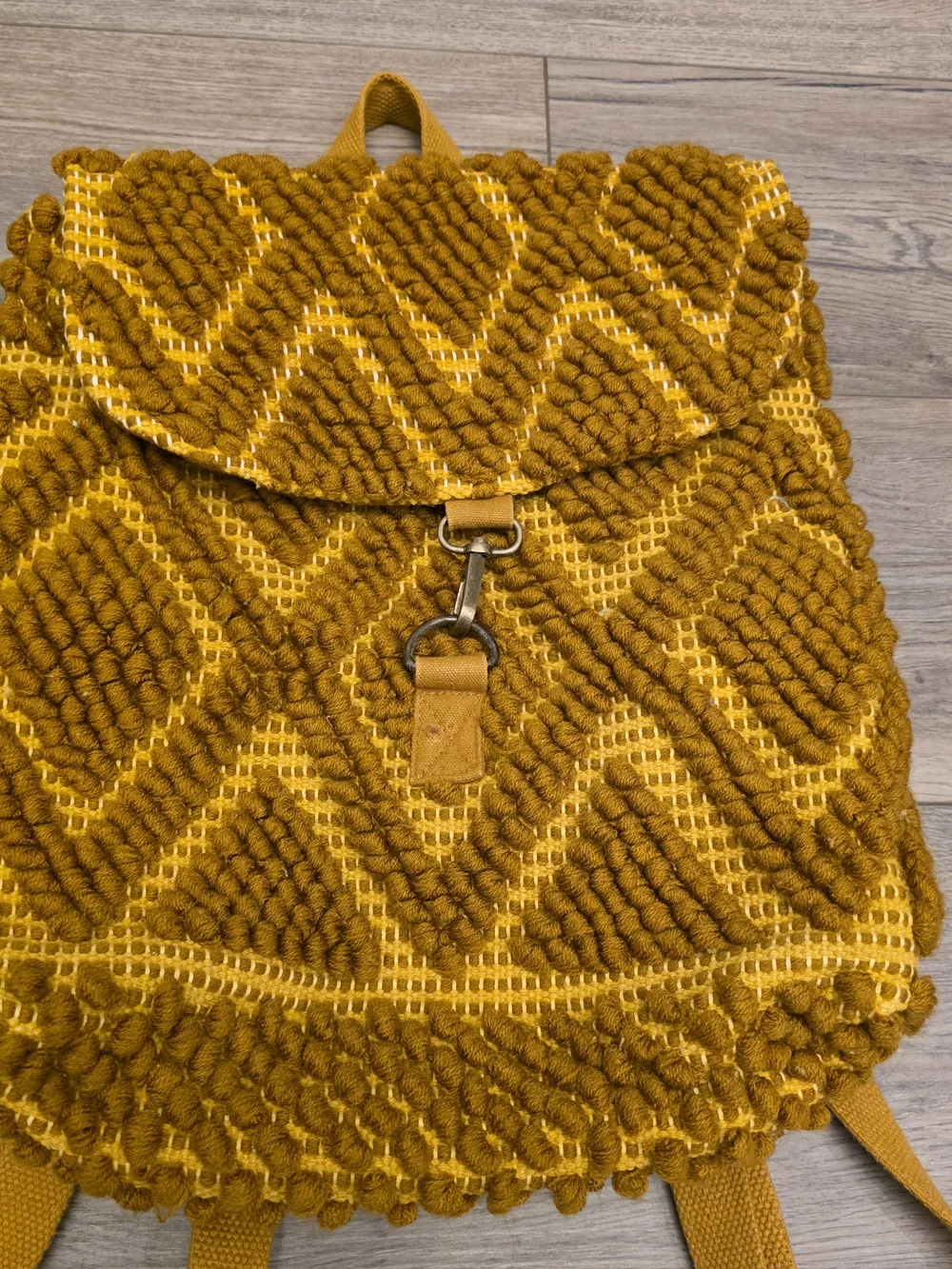 Panache Mustard Yellow Woven Macramé Backpack